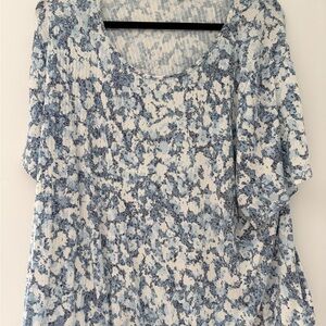 Kenar Blue and White Abstract Blouse